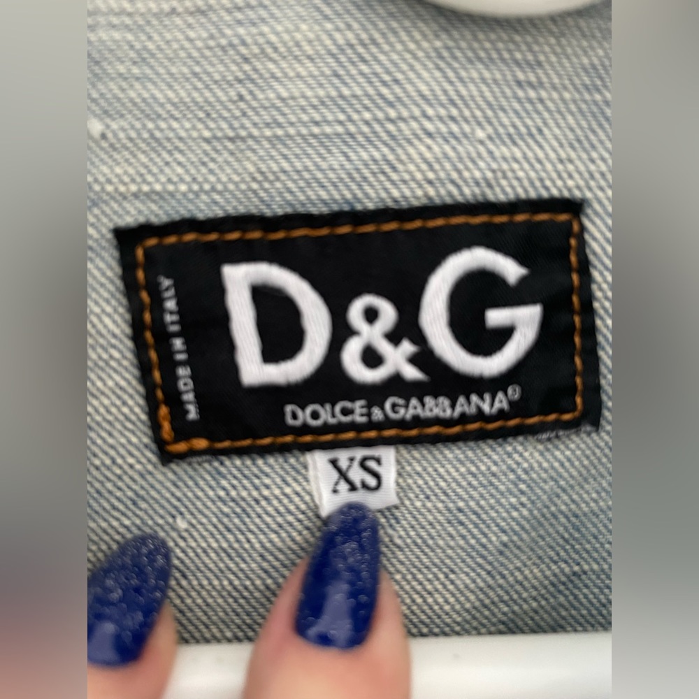 Vintage D&G Dolce & Gabbana Light Blue Denim Belted Jacket XS Y2K - Picture 9 of 14